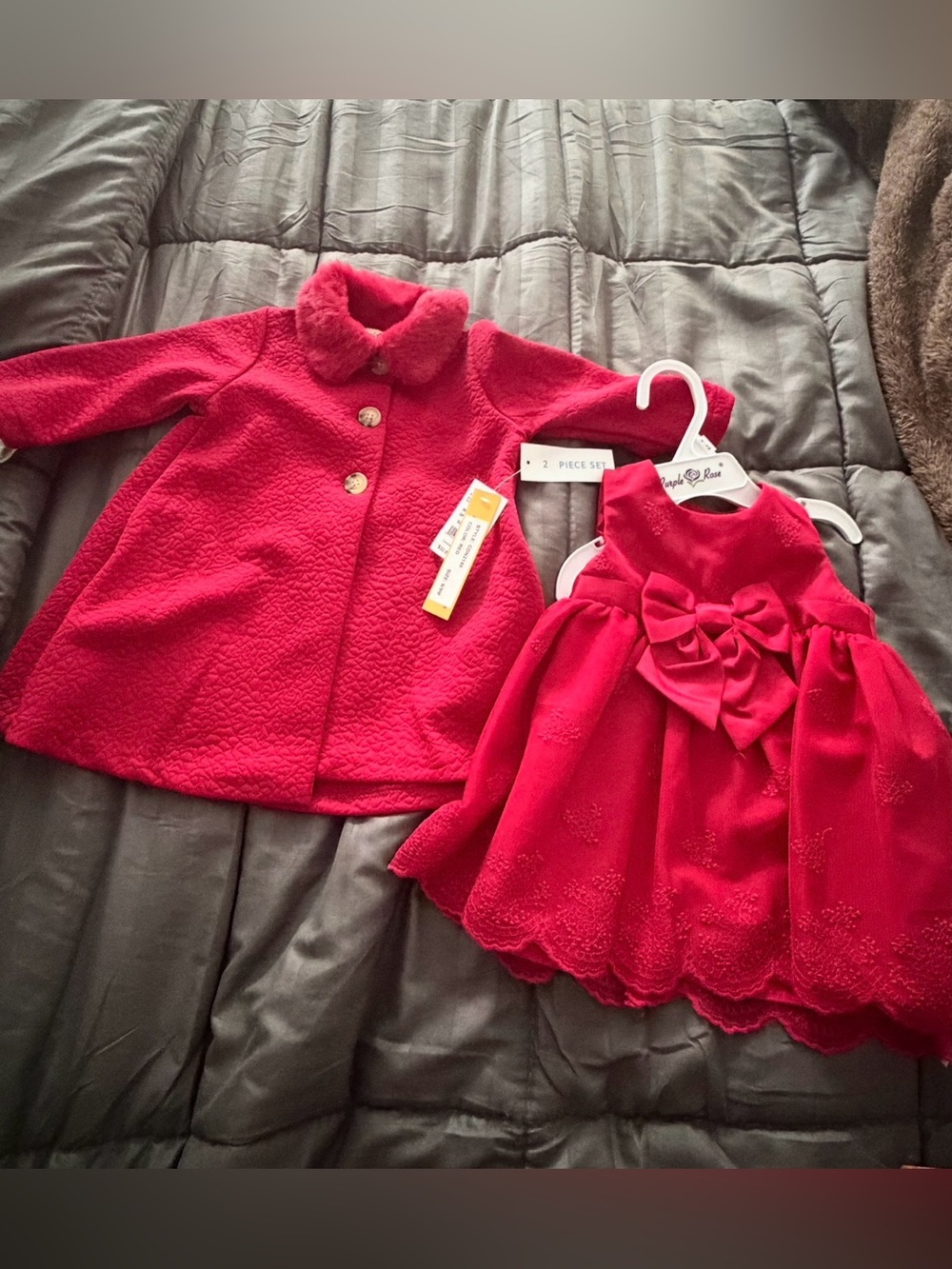 Red Toddler Dress & Coat Set